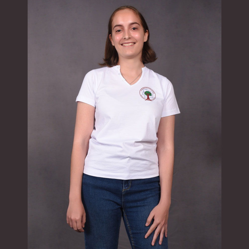 T-SHIRT BLANC  COL V BOUTONS